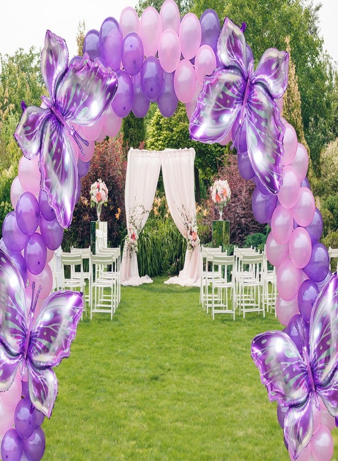 CUUSNNY 6 Pcs Butterfly Balloons,40 Inch Purple Butterfly Balloon Butterfly Birthday Decorations for Butterfly Theme Garden Party Wedding Birthday Baby Shower(Purple) - Image 5